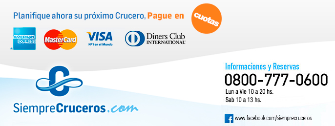 en www.siemprecruceros.com ahora puede pagar en pesos 0800-777-0600